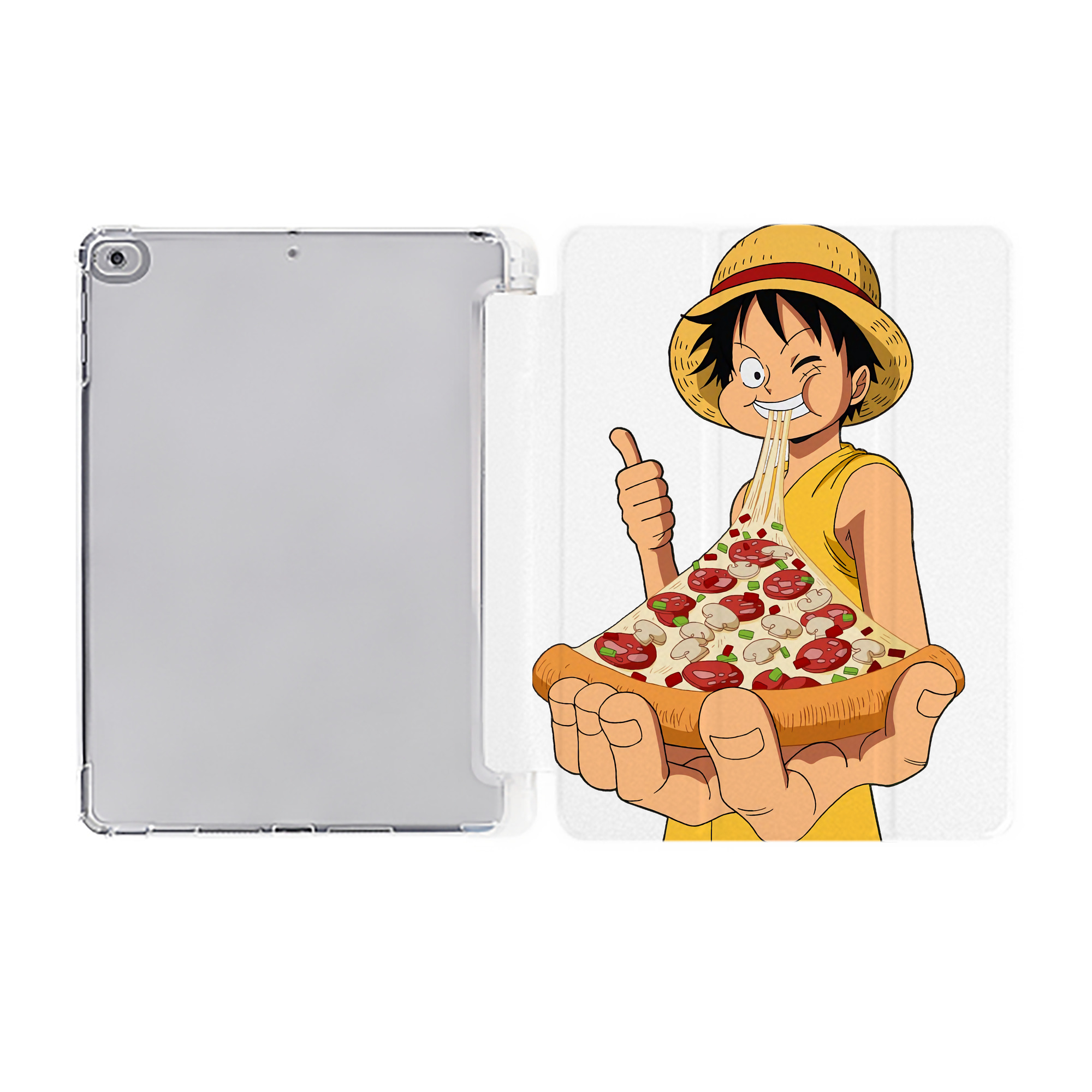 （画像用） ワンピース モンキー・D・ルフィ ONE PIECE Monkey D. Luffy IPad ケース ペン収納付き 三つ折りスタンド PUレザー×シリコン 対応機種9.5/10.5/10.9インチ